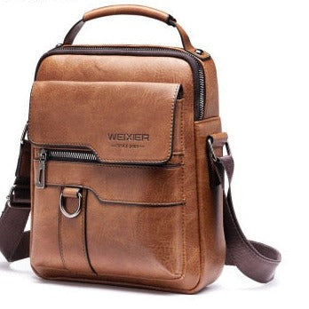 New Men's Messenger Bag Brand designer PU Leather Retro Large-capacity Shoulder Bag